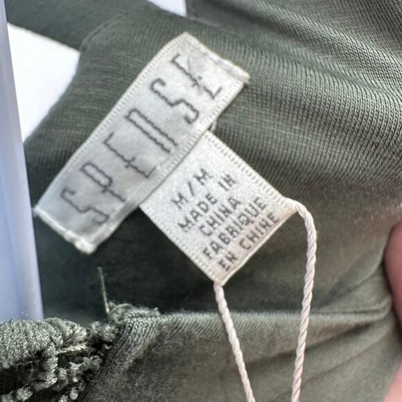 Spense Olive Green Crochet Lace Maxi Tank Dress Womens Medium V-Neck Sleeveless - Picture 11 of 14